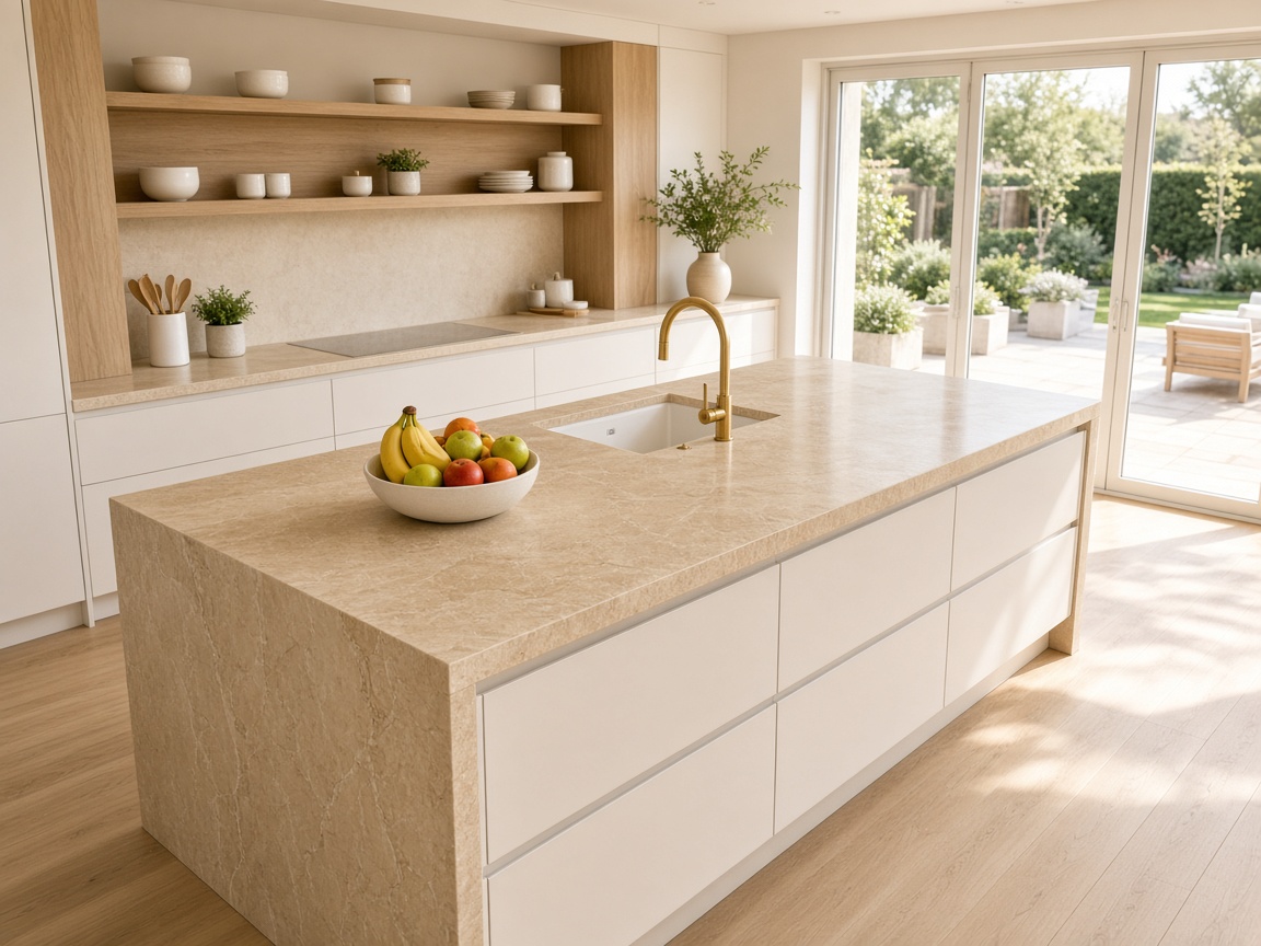 Bright solid surface kitchen worktop ready for professional fitting