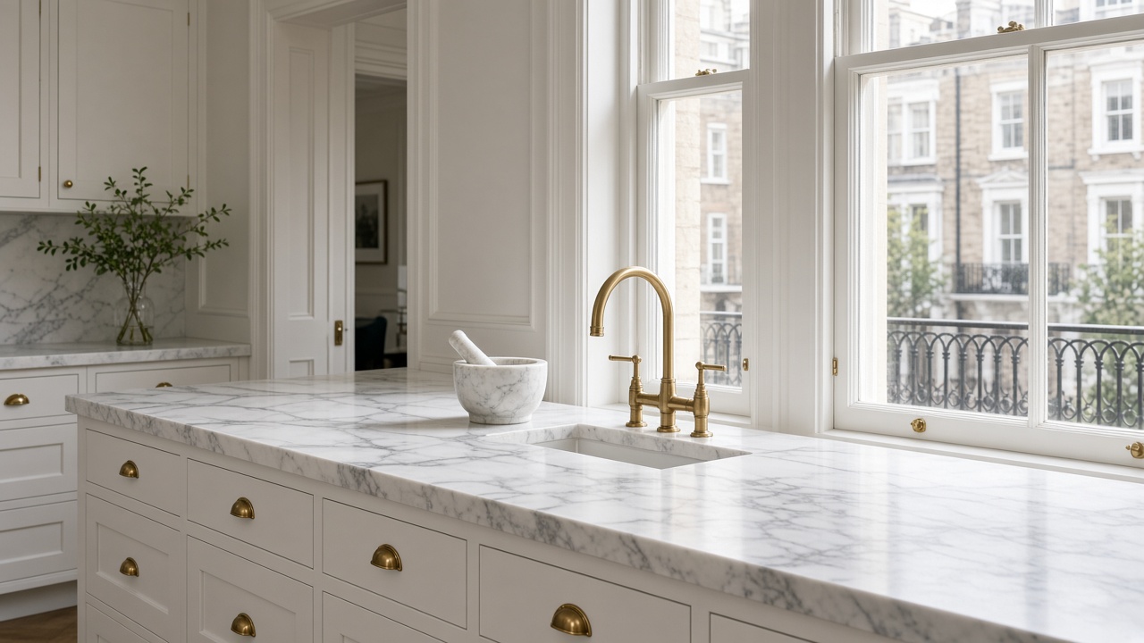 Calacatta Desert Moon White Coloured Kitchen Worktops
