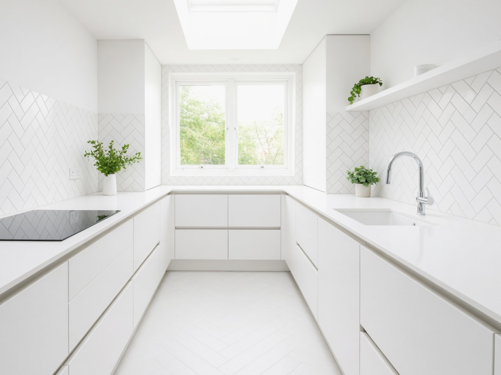 Traditional kitchen with a fitted stone worktop