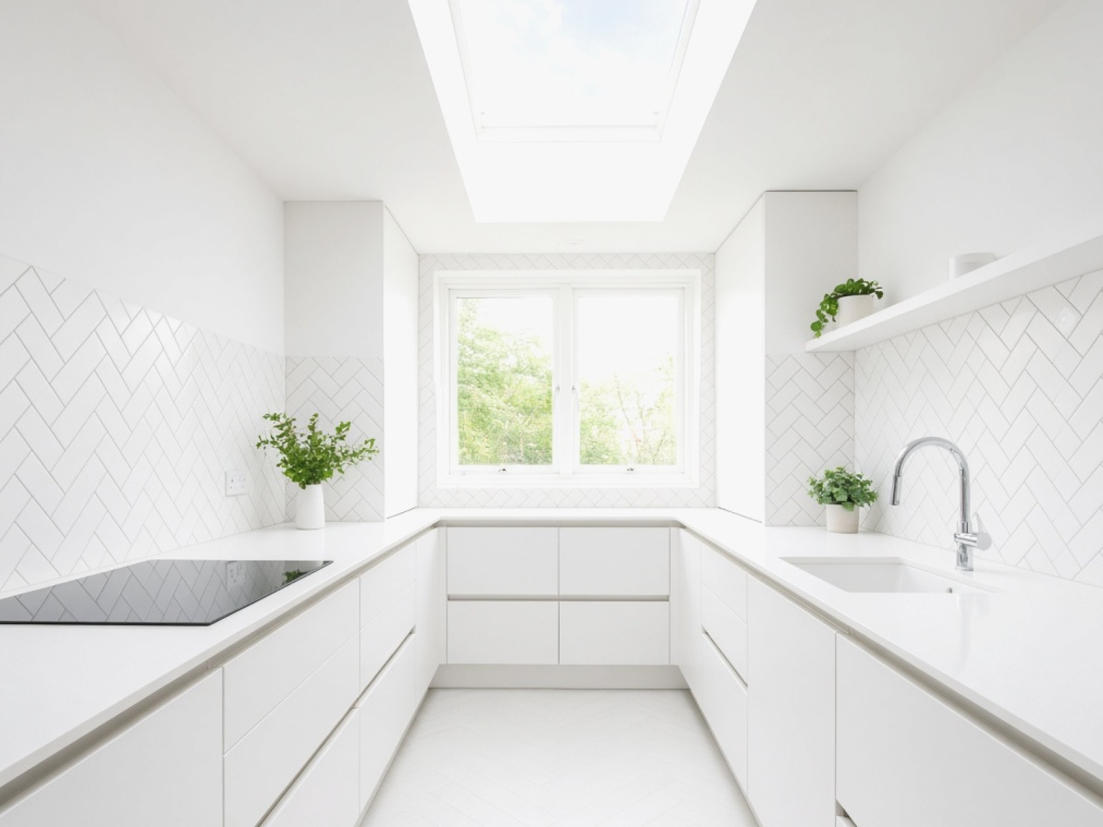 White marble-effect kitchen island fitted by Kitchen Worktops Direct